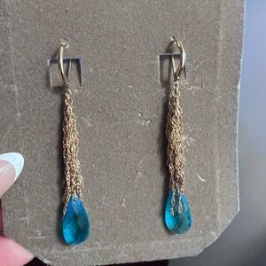 Nolan Miller Elegant Gold and Blue Drop Earrings